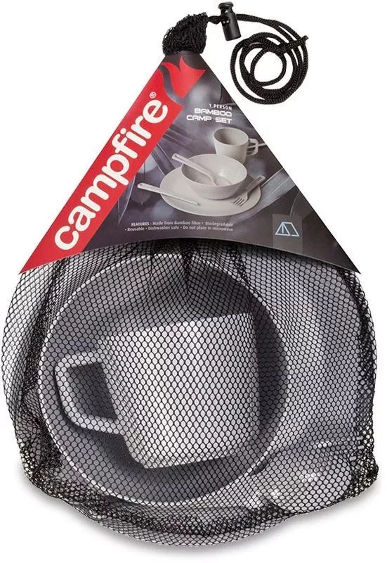 Campfire 1 Person Bamboo Camp Set Grey - Image 2